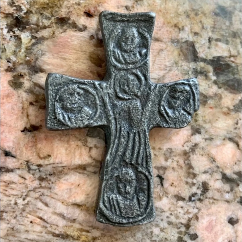 Vintage Byzantine Evangelist cross necklace Pendant Religious Greek Orthodox